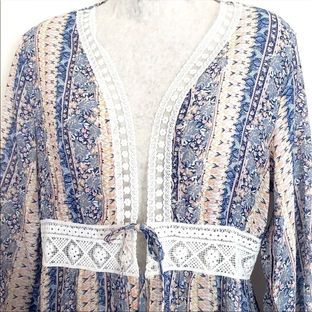 NWT REBELLION AGAIN boho cover up lace kimono M